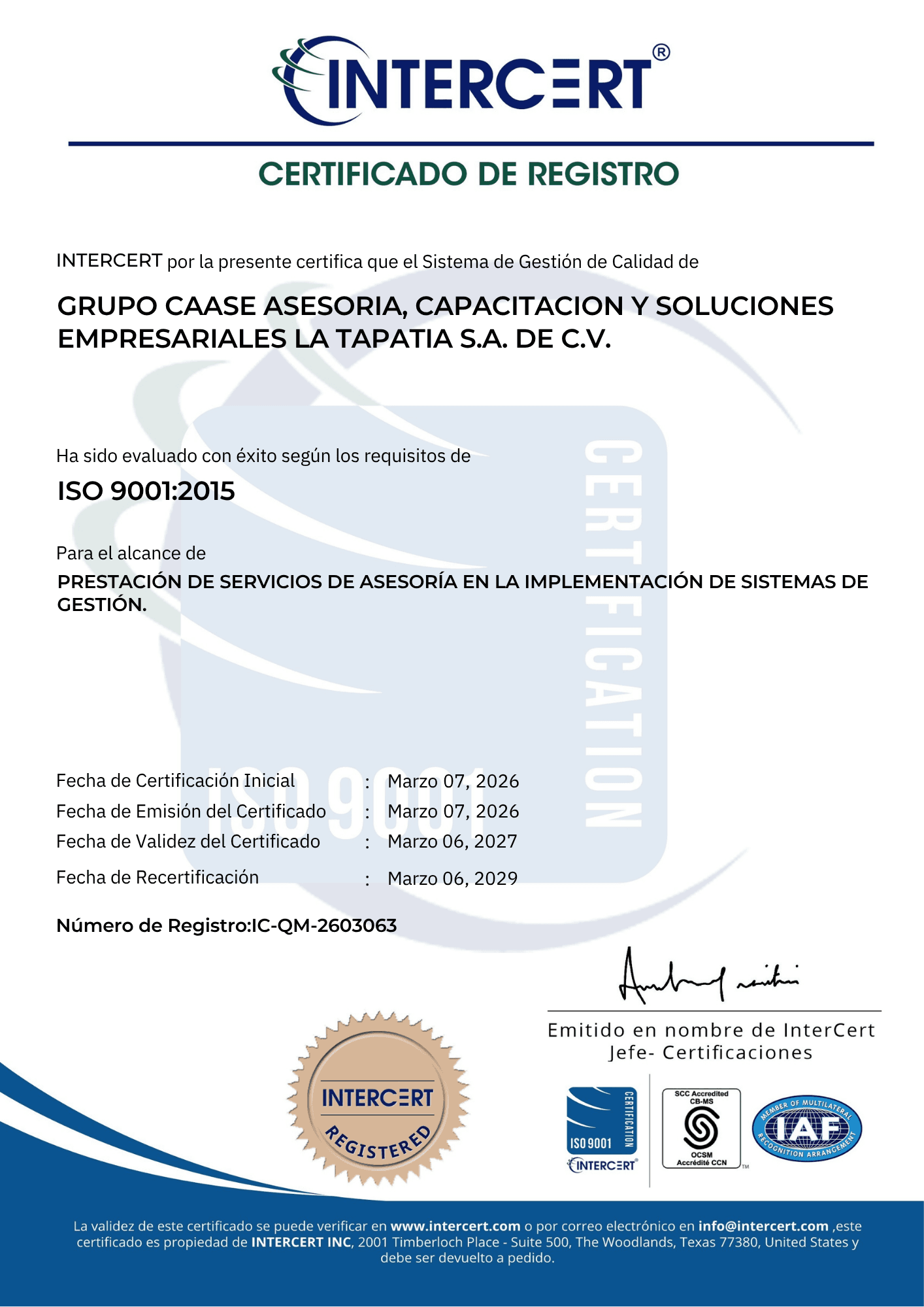 Estrategia de certificación integral