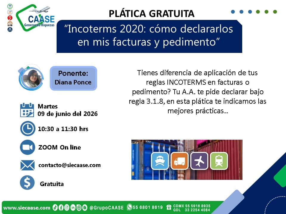 Plática gratuita "Incoterms 2020: como declararlos en mis facturas y pedimentos"